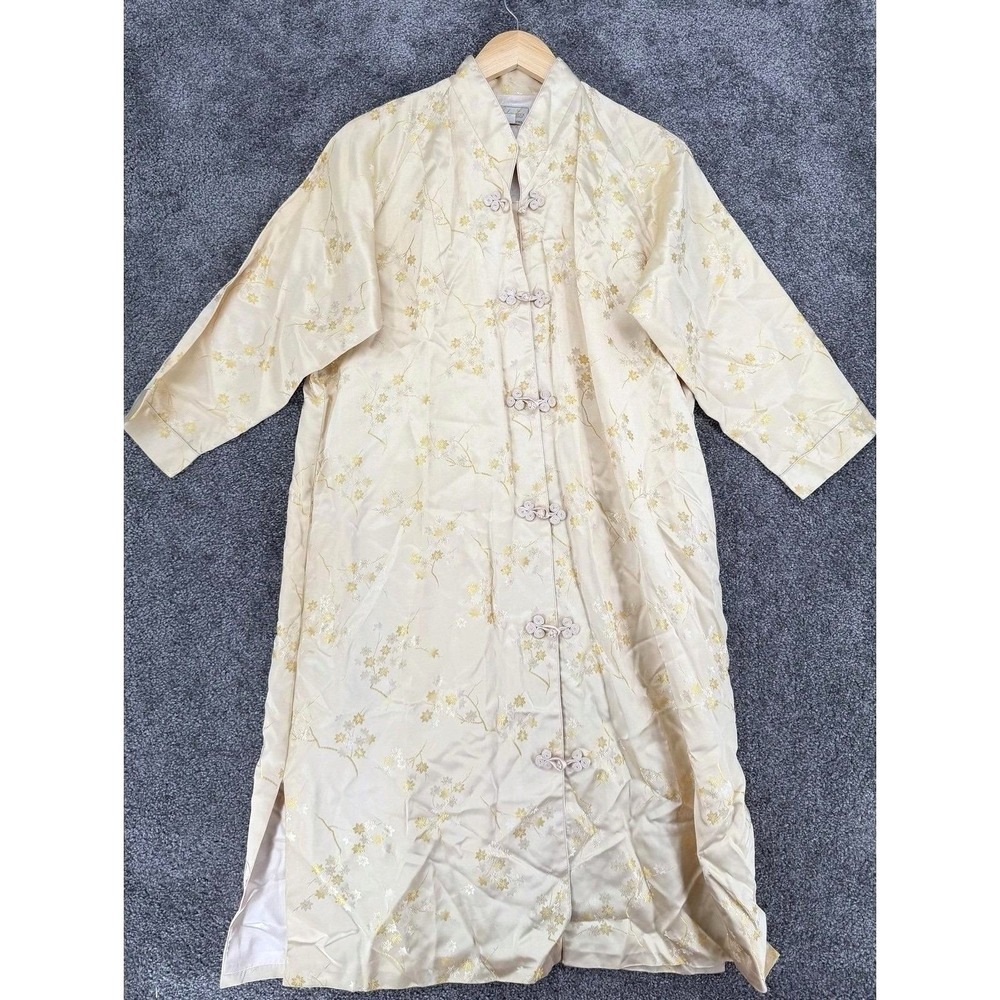 Vtg 60s 70s Barbara Lee Silk Rayon Brocade Robe Long Duster Jacket Japan 14